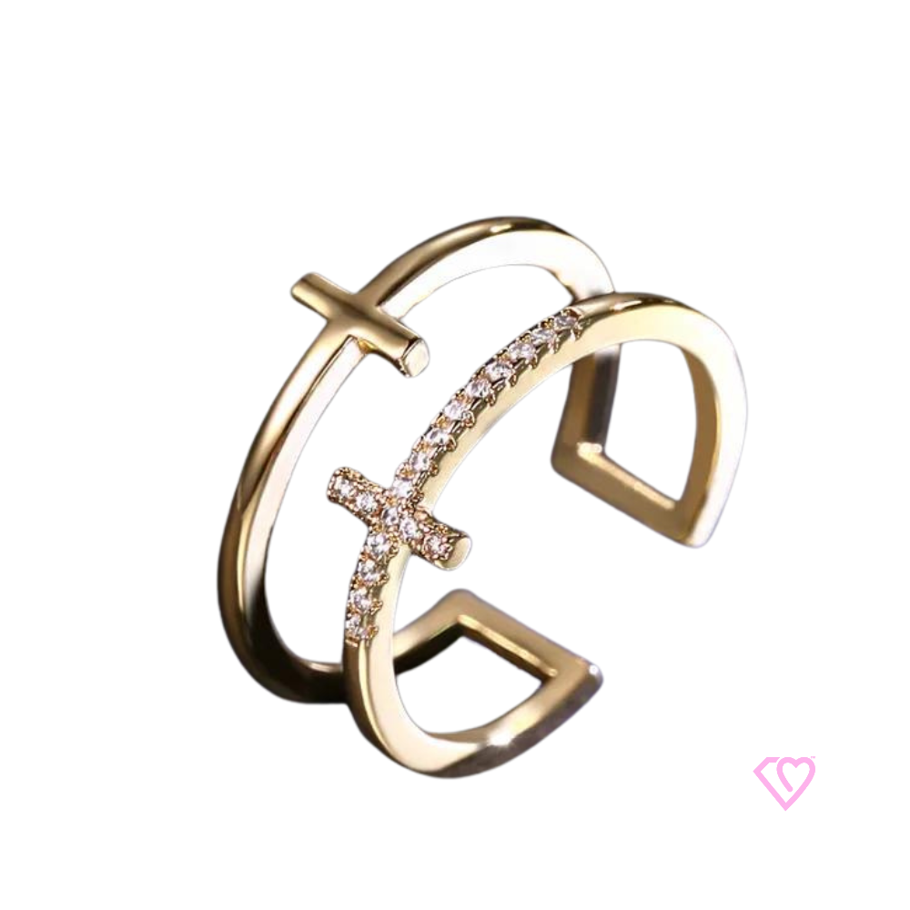 Anillo de dos cruces (Ajustable)