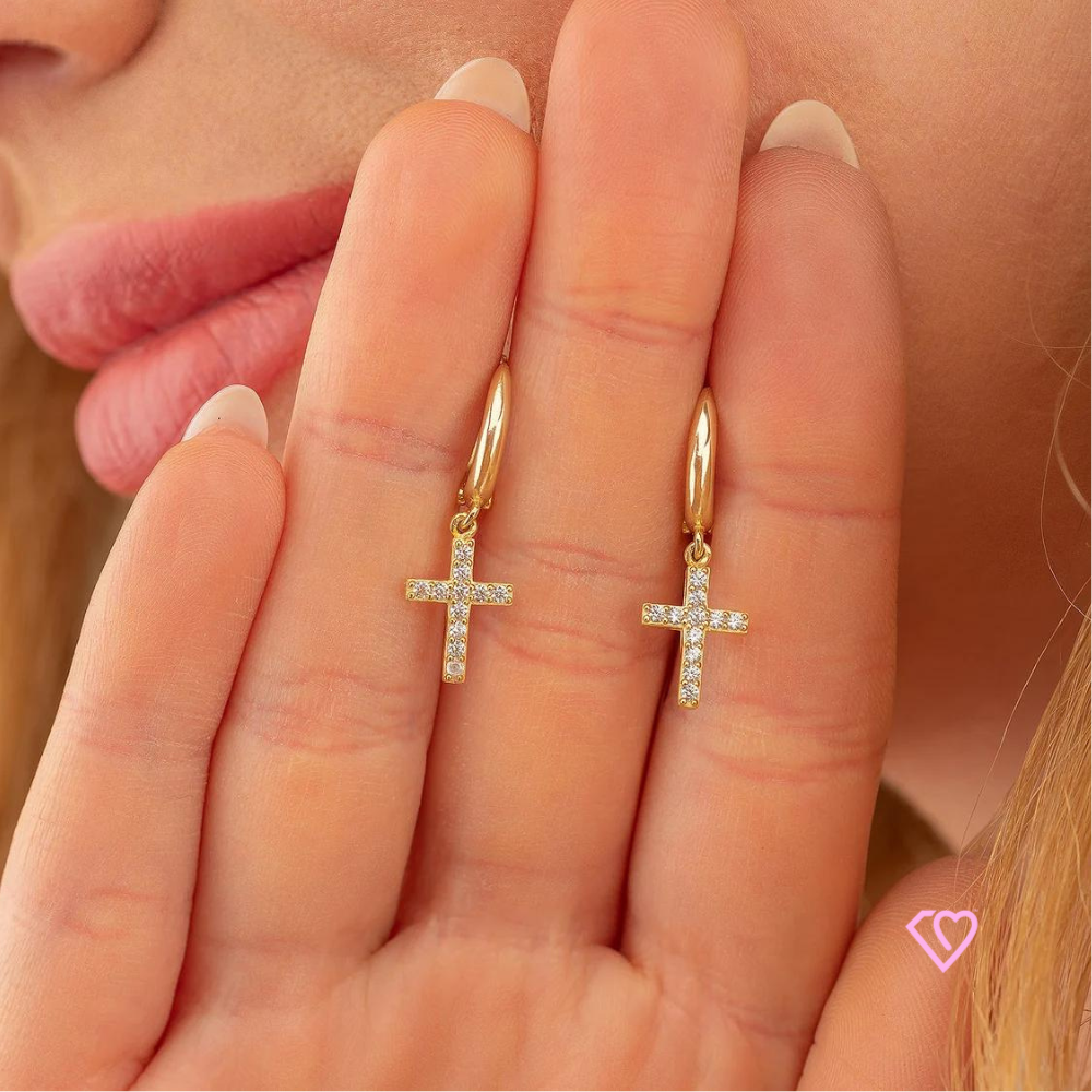 Pendientes Cruz con circonitas